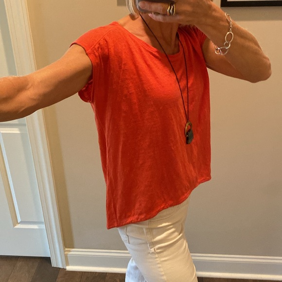 Tomato Silk Knit Boxy Top - Eileen Fisher - Picture 2 of 9